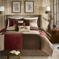 thumbnail image 3 of Madison Park Jackson Blocks 7-piece Microsuede Comforter Set in Red/Brown, 3 of 5