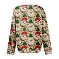 thumbnail image 4 of Women's Autumn Winter Christmas Santa Print Top Waffle Henry Shirt for Festive and Casual Holiday Season Wear for Women,Green,2XL, 4 of 7