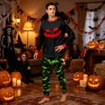 thumbnail image 2 of Family Matching Pajamas Halloween Festival Pjs Family Jammies Long Sleeve Funny Novelty Pumpkin Face Bat Soft Two Piece Sets Fashion Holiday Family Pajamas Men XXXL, 2 of 5