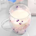 thumbnail image 3 of Tazas de vidrio transparente con flores secas, creativas, de 350 ml, antiescaldaduras, con asa, de vidrio de doble pared, para el hogar y la oficina, 3 of 6