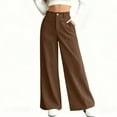 thumbnail image 5 of Women's Casual Wide Leg Pants, High Waist Loose Slimming Solid Color Long Trousers, Comfort Fashion Bottoms for Office, Travel and Daily Wear,Coffee,XL, 5 of 6