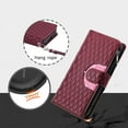thumbnail image 6 of SaniMore for Samsung Galaxy A13 PU Leather Case, 3D Lattice Pattern for Girls Card Slots Zipper Purse Glitter Magnetic Clasp Flip Kicstand [Hand Rope] Full Protection Shockproof, Winered, 6 of 15