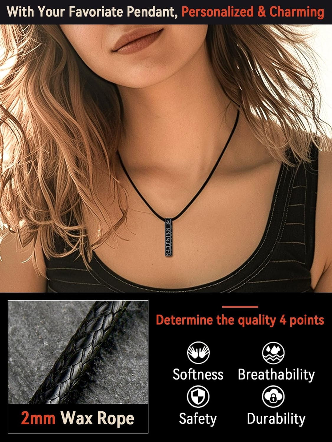Braided Leather 2Mm/3Mm Necklace Cord For Men With Stainless Steel Snap Clasp, Waterproof Woven Wax Rope Chain For Pendant With Delicate Gift Box[o1438]