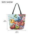 thumbnail image 5 of FORMRS Womens Canvas Tote Bag with Zipper Inner Pocket Shoulder Handbag, Blue Floral Tomatoes, 5 of 7
