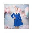 thumbnail image 2 of Girls Dress Blue White Collar Casual Student Uniform Long Sleeve 7 Years, 2 of 8