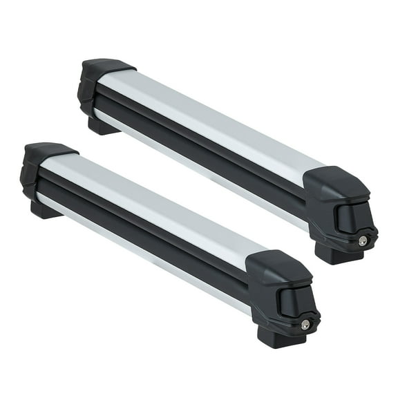 KFFKFF Ski & Snowboard Roof Rack, Holds 6 Pairs of Skis or 4 Snowboards,2 Aluminum Universal Car Roof Racks with Lock & Rubber Padding, Suitable for Fishing Rods, Compatible with Most Slotted Crossb