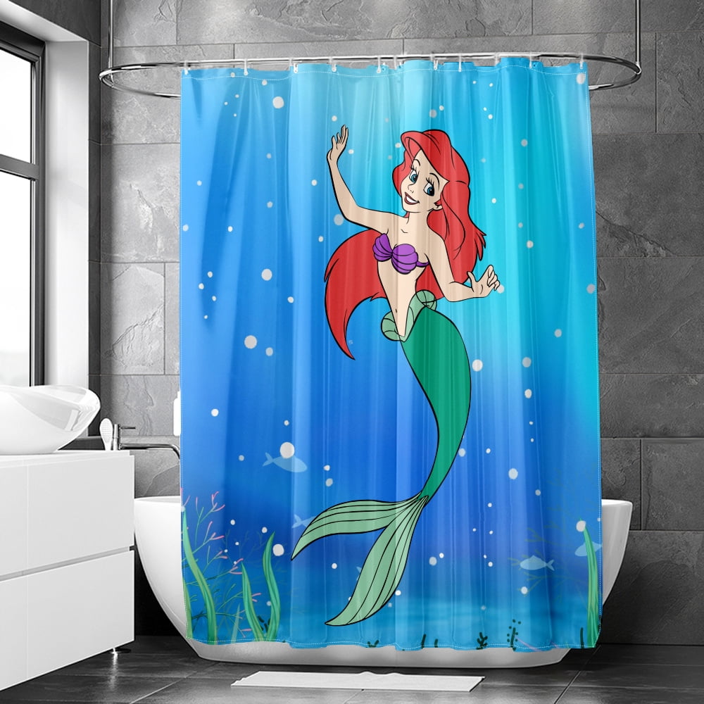 Disney The Little Mermaid Green Leaves Shower Curtain, Weighted Hem