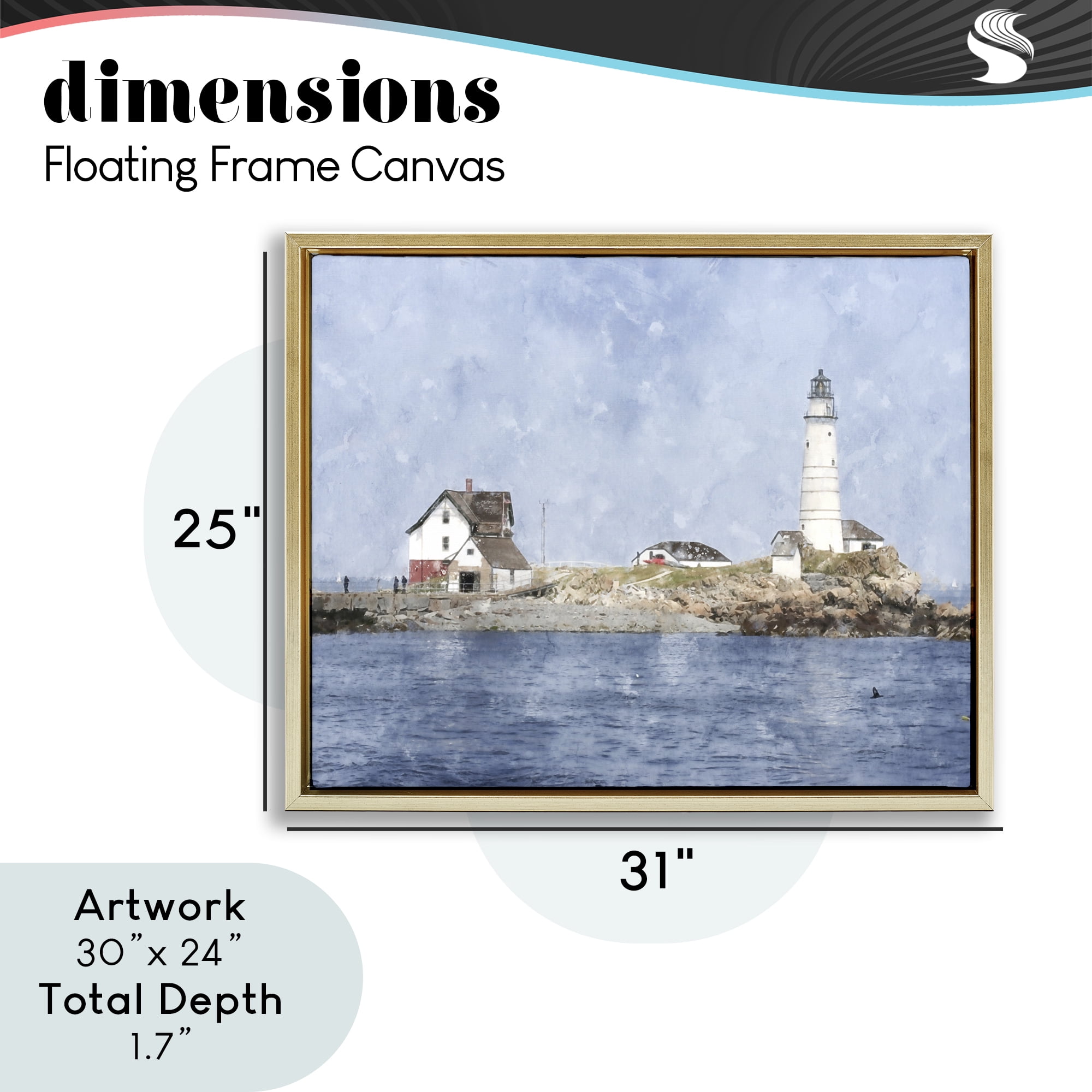 Stupell Industries Picturesque Lighthouse Island Gold Framed Floater Canvas Wall Art, design by Kim Curinga