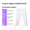 thumbnail image 3 of Exxact Sports Women’s Softball Pants with Zipper Fly, Elastic Bottom and Mesh Panels, Fastpitch Softball Pants for Women (White, Adult Medium), 3 of 7