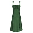 thumbnail image 6 of Sakmal Sexy Sundresses for Curvy Women Green Side Split Midi Dress Sleeveless Polka Dot Dresses, 6 of 7