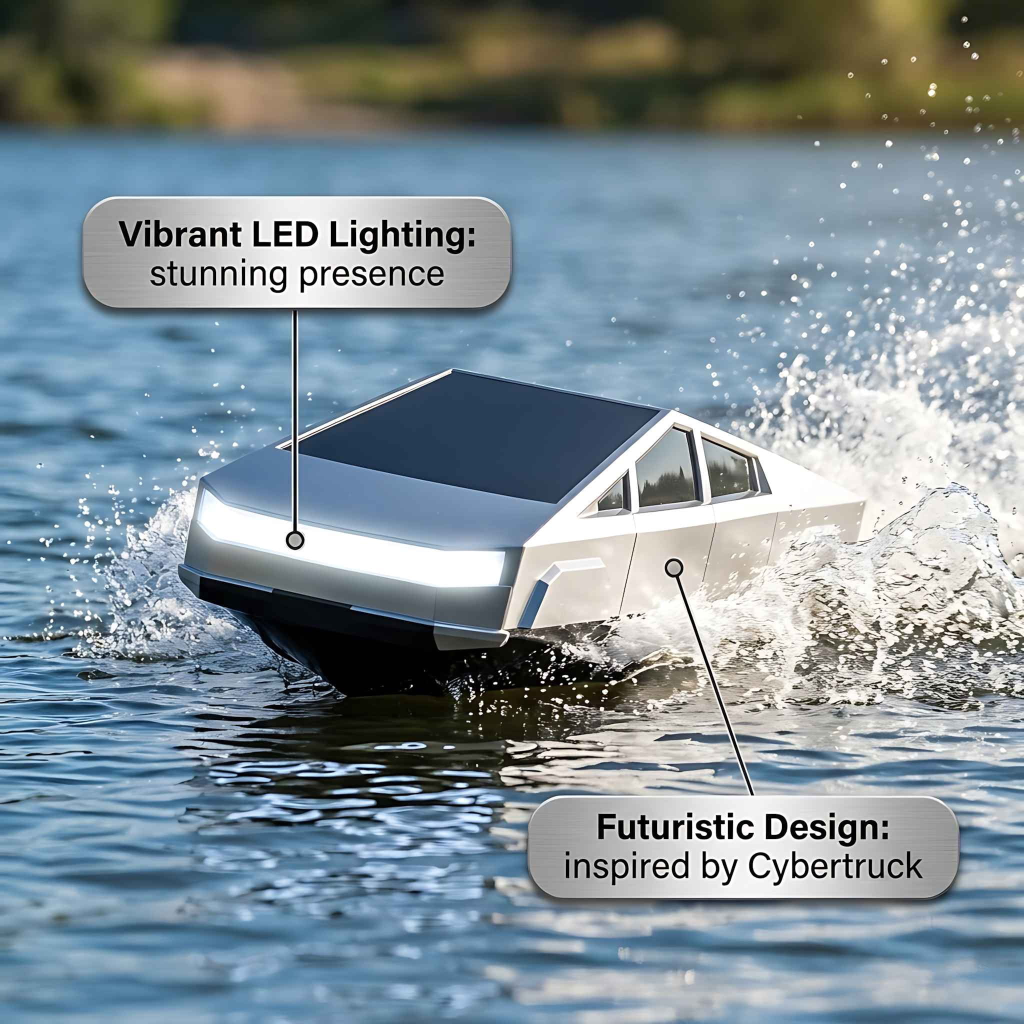 Cybertruck Toy Remote Boat for Water, 2.4Ghz High Speed RC Watercraft with Dual Motors, 50 Mins Play Time Water Toy for Kids and Adults