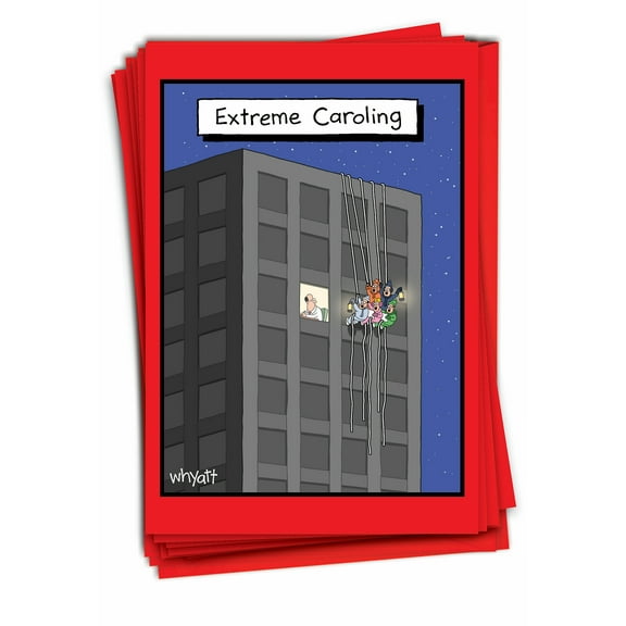 12 Funny Christmas Greeting Cards (1 Design, 12 Cards) - Extreme Caroling