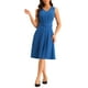 thumbnail image 1 of INSPIRE CHIC Vestido sin mangas para trabajar para mujeres, con escote en V, por debajo de la rodilla, con cinturón, estilo A-Line, midi, azul real S, 1 of 6