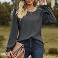 thumbnail image 4 of Timegard Blouse pour Femmes, Col Rond à Illets, Manches Longues à Volants, Hauts Décontractés Confortables pour l'Automne, Couleur Unie, 4 of 8