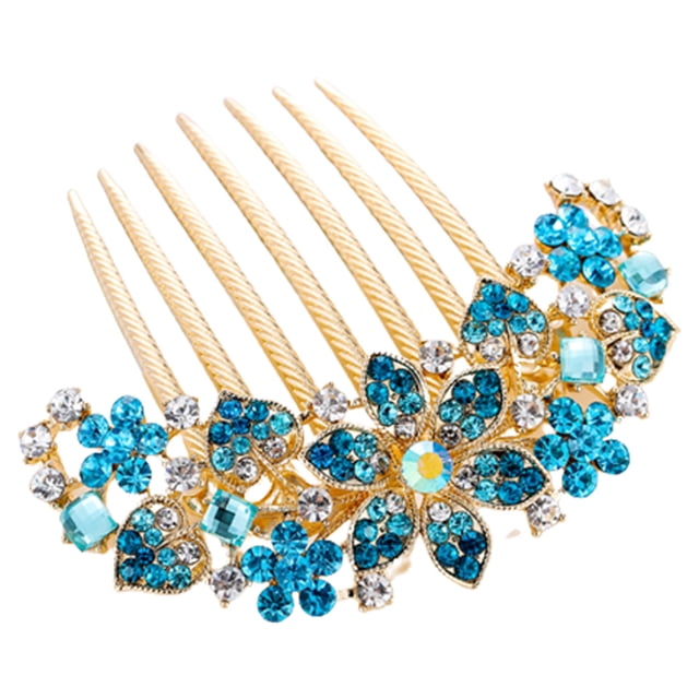 Peineta para el pelo con flores y diamantes de imitación para mujer, accesorio con pasador, regalo para el día de la madre, regalo navideño para mujer
