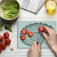 thumbnail image 4 of Spires Cutting Board, Minimalist Spiral Shape Dotted Monochrome Swirling Twisting Helix Form Design, Decorative Tempered Glass Cutting and Serving Board, Small Size, Black White, by Ambesonne, 4 of 5