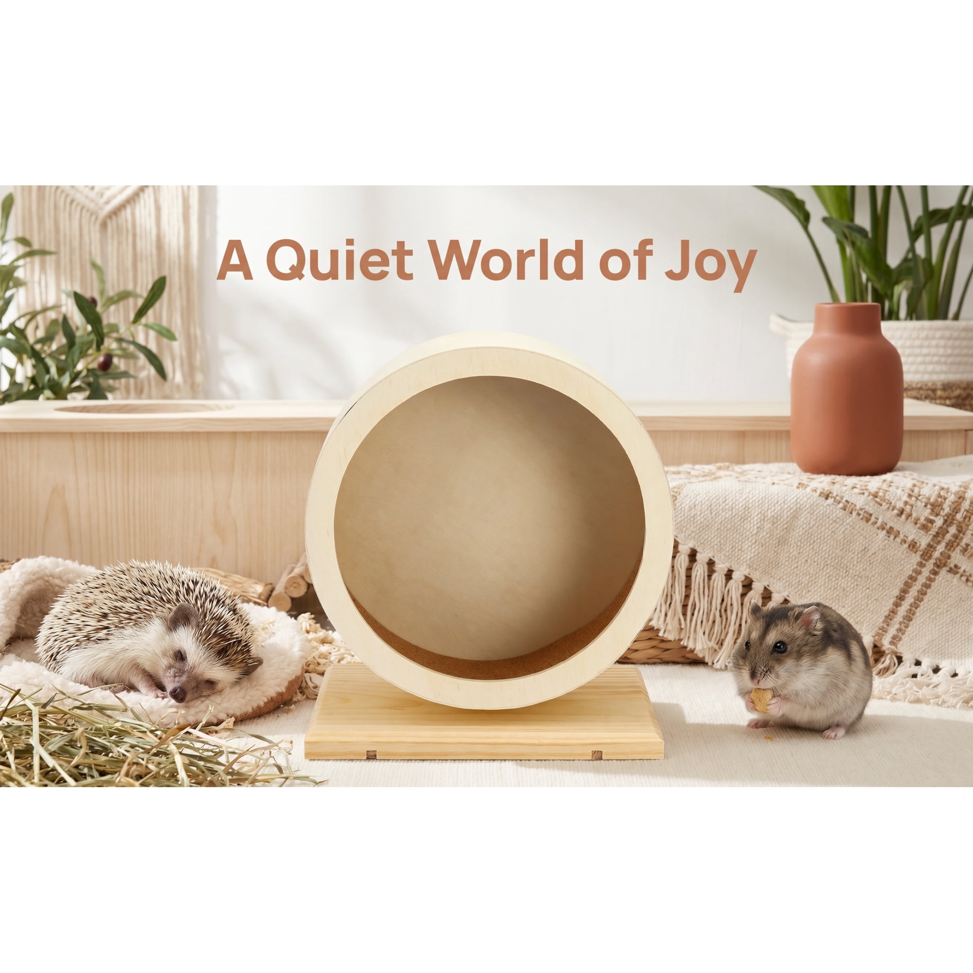 DEEPCRAFF Pet Running Wheel Wooden Mute Design for Hamsters Hedgehogs and Small Pets