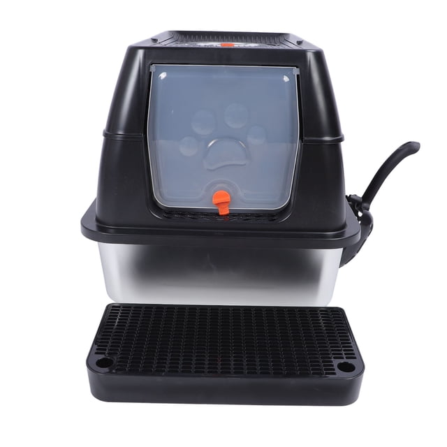 Extra Large Stainless Steel Enclosed Cat Litter Box, Anti Splashing Top Entry Metal Cat Litter Box Tray, Stainless Steel Cat Litter Box With High Sides, Flip Top Cover Design