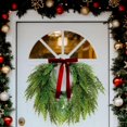 thumbnail image 6 of Guvpev 13.8" Artificial Cedar Christmas Wreath with Velvet Bows Green Christmas Draping Oval Cedar Wreath for Front Door, Wall, Windows, Indoor Outdoor Winter Festival Farmhouse Christmas Decorations, 6 of 7