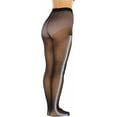 thumbnail image 5 of ToBeInStyle Women's Black Sheer Pantyhose w/White Dotted Wide Side Stripe Seam - One Size, 5 of 6