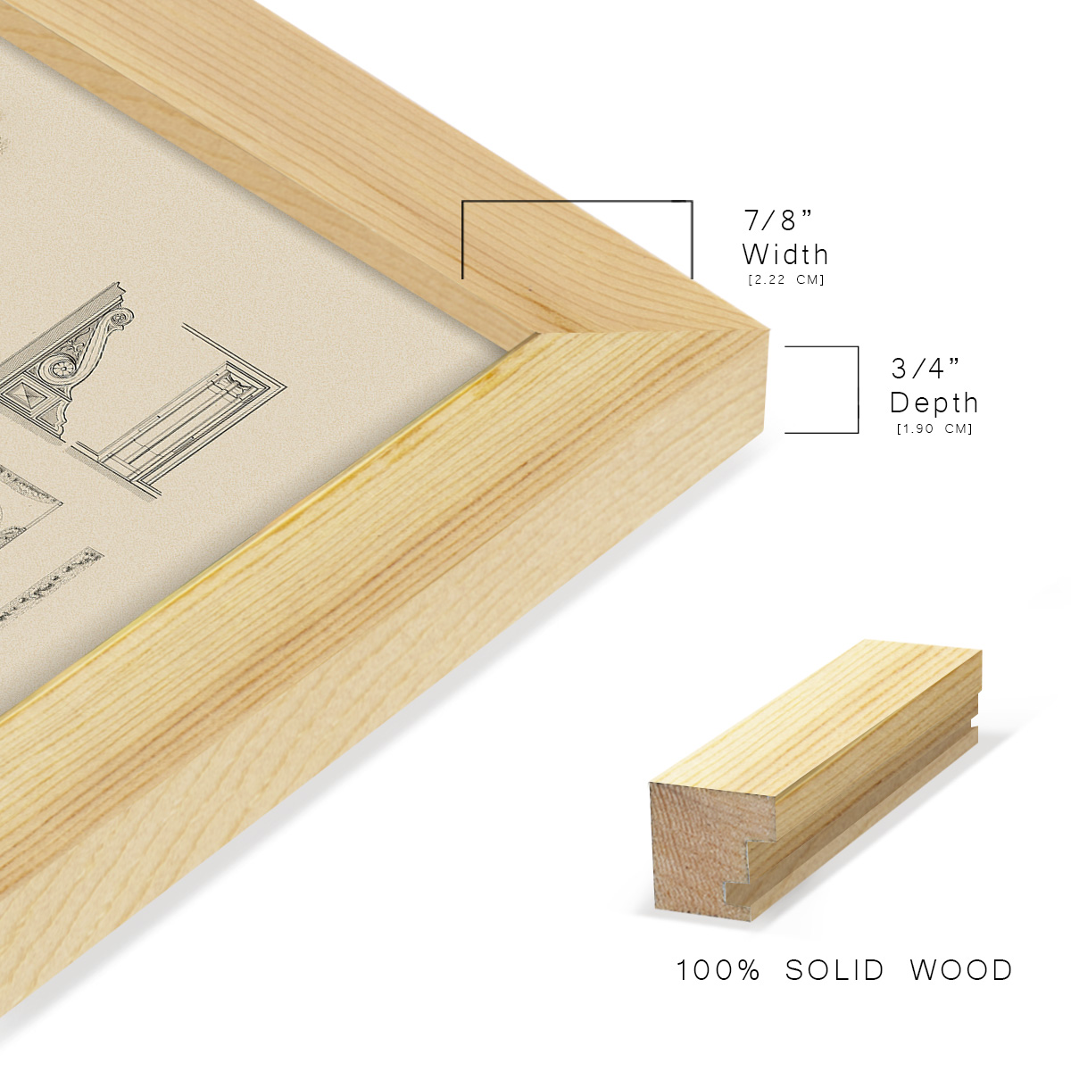 Estate and Plan VI -Framed Print w/glass-Natural Wood