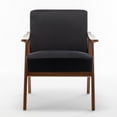 thumbnail image 2 of Mid-Century Accent Chair, Indoor Lounge Chair with Solid Wood Frame and Extra-Thick Backrest, Retro Reading Chair for Bedroom, Reading Room, Living Room, 2 of 5