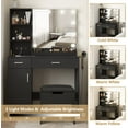 thumbnail image 5 of VEANERWOOD Makeup Vanity with Lighted Mirror & Power Strip, Modern Vanity Table Set with 2 Drawer, for Bedroom Bathroom,Black, 5 of 12