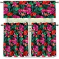 thumbnail image 4 of Hawaiian Hibiscus Kitchen Curtain and Valances Set 3 Pack Farm Short Curtain Sets Living Room Bedroom Office Cafe Home Decoration Accessories Window Treatments Drapes Tiers, 4 of 6