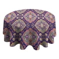 thumbnail image 4 of Multicolor Ethnic Floral Pattern Round Tablecloth 60"x60",Wrinkle Wipeable Table Cloth for Kitchen Dining Room Picnic Patio Party, 4 of 6
