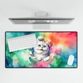 thumbnail image 4 of Funny Watercolor Adorable American Shorthair Peeking Through Torn Paper Effect Desk Mat Full Keyboard Mouse Pad Cat Lover Kitten Owner Gifts Large Mousepad - 00026, 4 of 5