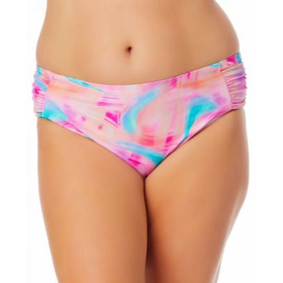 $30 California Waves Trendy Plus Size Tie-Dye Bikini Bottoms Pink Size 0(12/14)