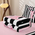 thumbnail image 5 of Manfei Minimalist Geometric Lines Zipper Twin Comforter Sets with Fitted Sheet and 2 Pillowcases,Initial Alphabet Zipper Bedding Set,Pink Reversible,4-Piece, 5 of 7