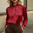 thumbnail image 2 of yillto Women's Dressy Blouse Satin Silky Casual Business Tops Long Sleeve Work Office Shirt Fall Outfits, 2 of 7