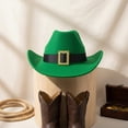 thumbnail image 7 of Jiibva Irish Festival Cowgirl Cap Western Decorative Belt Cowboy Hat Stylish Wide Brimmed Hat Outdoor Wear For Men Women, 7 of 7