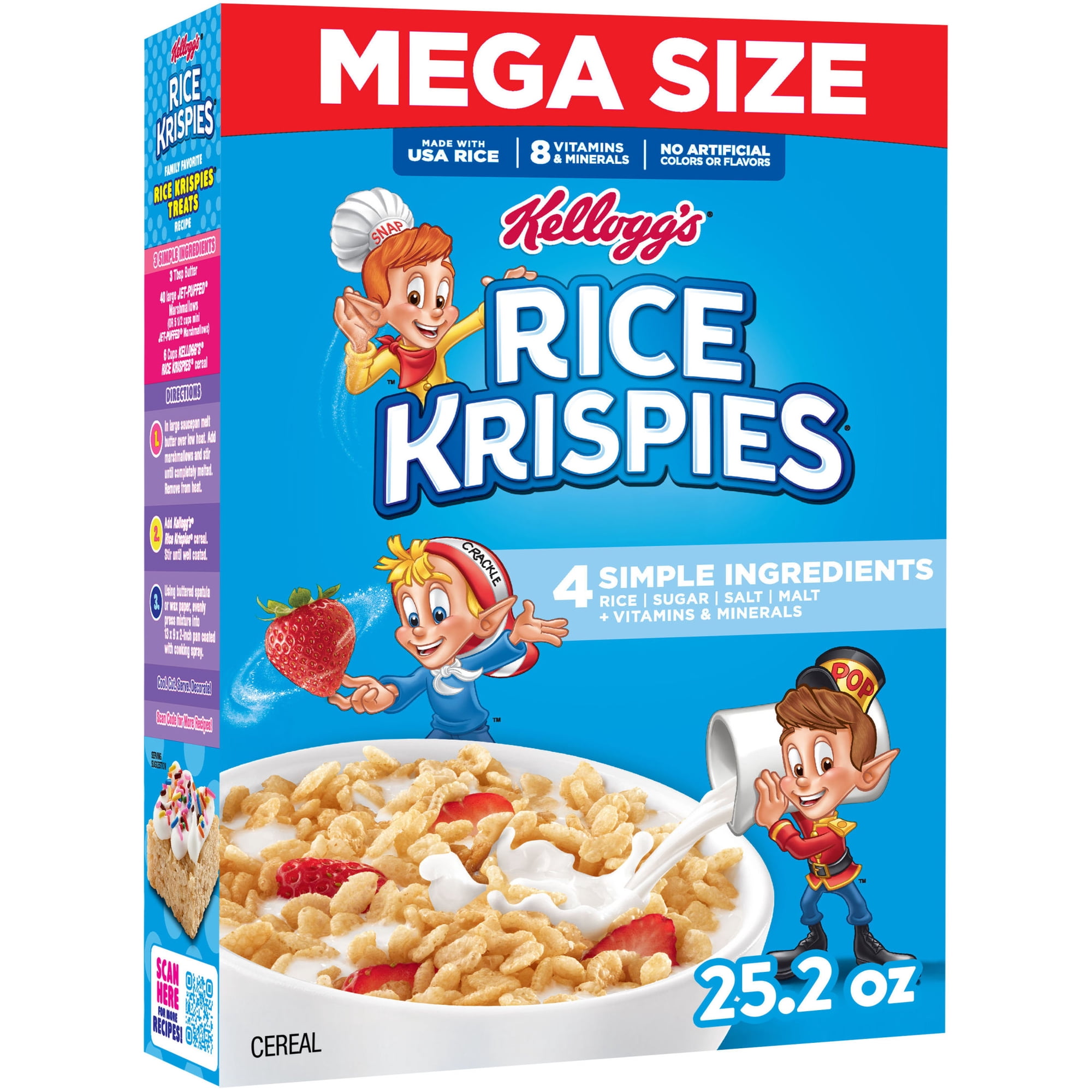 Kellogg's Rice Krispies Original Breakfast Cereal, 8 Vitamins and Minerals, Mega Size, 25.2 oz