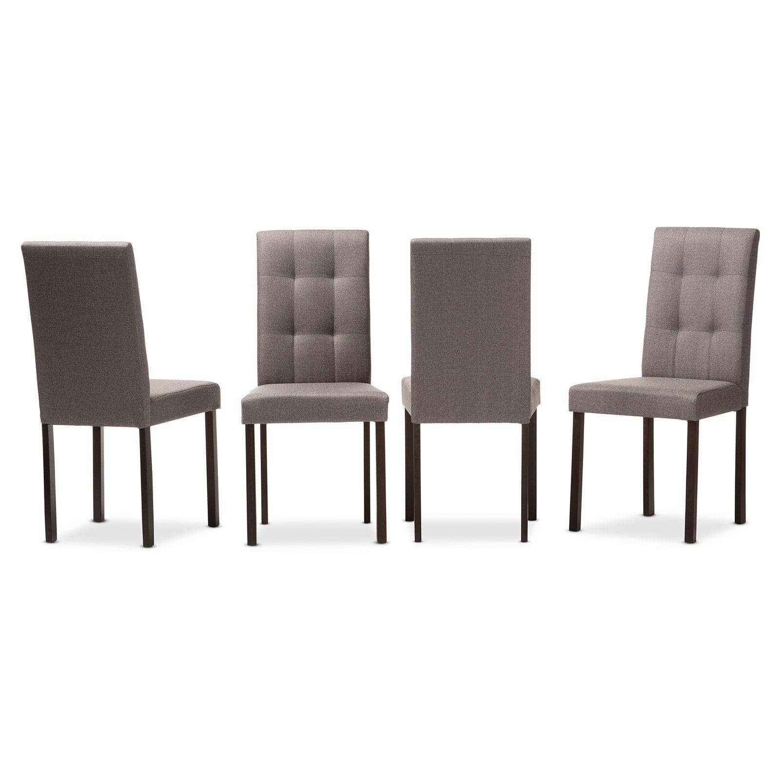 Baxton Studio Andrew Modern and Contemporary 5-Piece Grey Fabric Upholstered Grid-tufting Dining Set - image 3 of 4