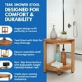 thumbnail image 5 of EcoDecors SnazzyCorner Teak Corner Shower Bench with Shelf, EarthyTeak, 5 of 10