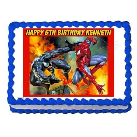 Marvel Spider Man Venom Fire Edible Cake Topper Image