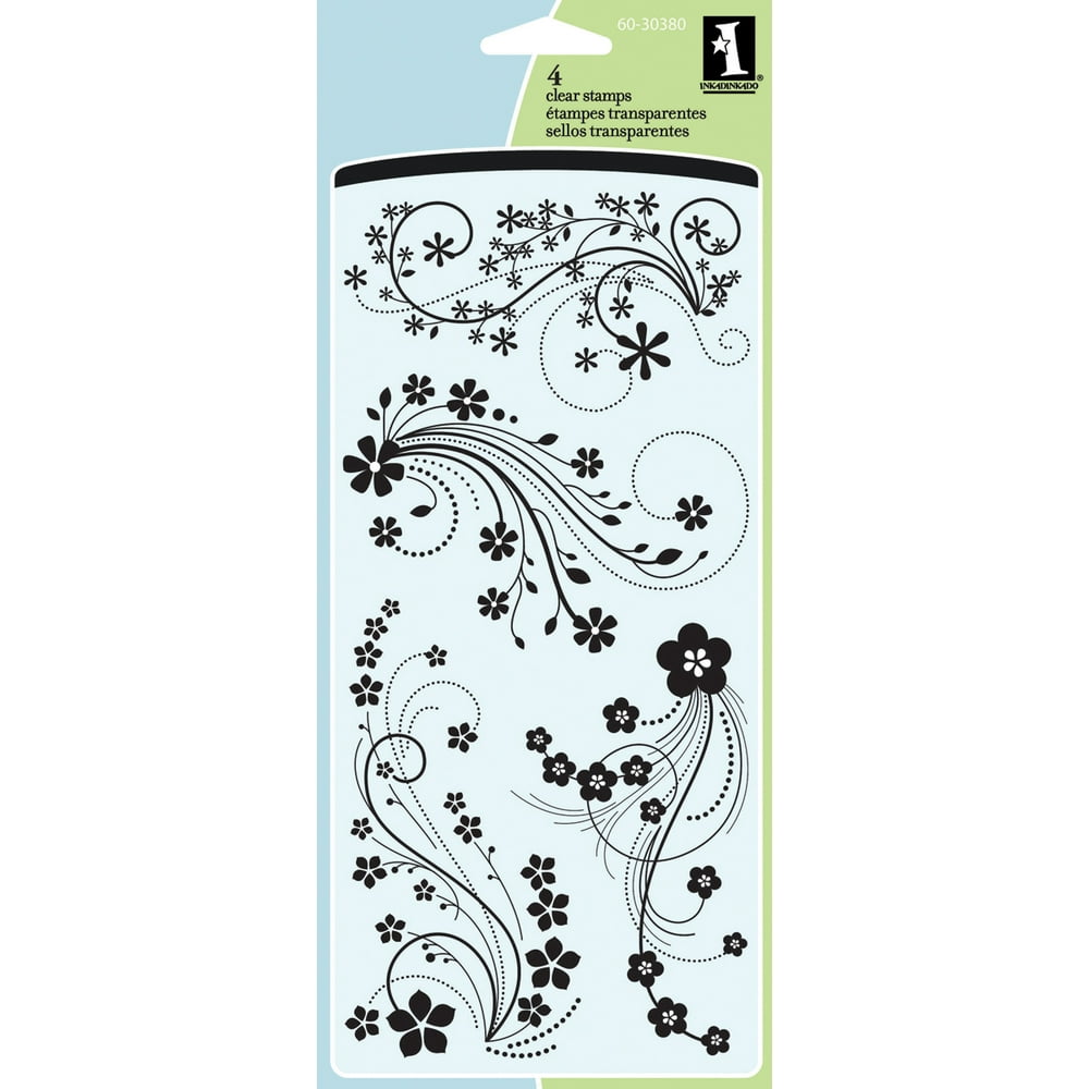 Inkadinkado Clear Stamps 4" x 8" Sheet, Mod Flower Flourish Walmart