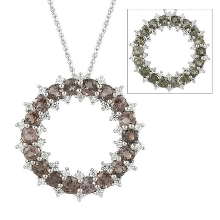 Shop LC 925 Sterling Silver Round Change Garnet Zircon Circle Necklace Platinum Plated Pendant Bridal Anniversary Engagement Wedding Size 20" Ct 2.8 For Women Jewelry
