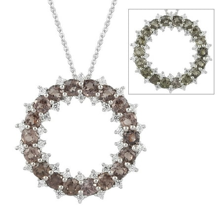 Shop LC 925 Sterling Silver Round Change Garnet Zircon Circle Necklace Platinum Plated Pendant Bridal Anniversary Engagement Wedding Size 20" Ct 2.8 For Women Jewelry