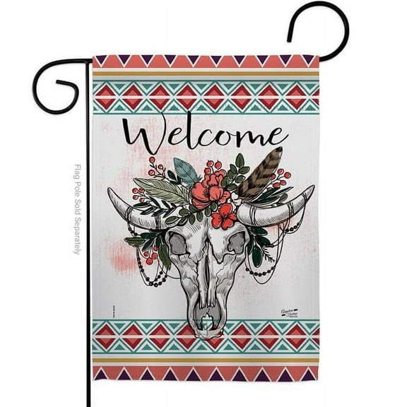 Angeleno Heritage G135274-BO Bohemian Skull Country Living Southwest 13 x 18.5 in. Double-Sided Decorative Vertical Garden Flags for House Decoration Banner Yard Gift