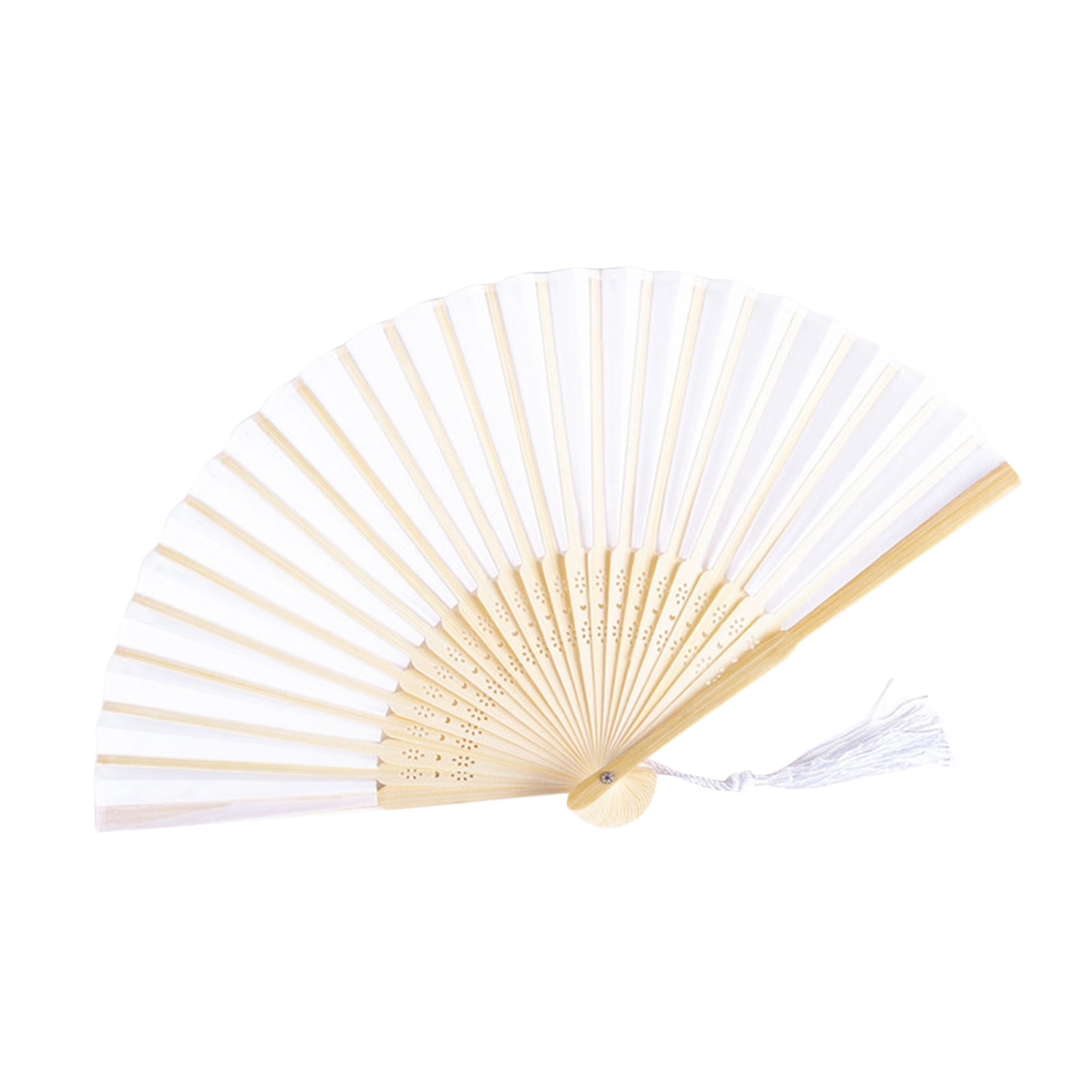 Chinese Bamboo Folding Hand Fan Wedding Party Flower Pattern Vintage Gift Wooden 
