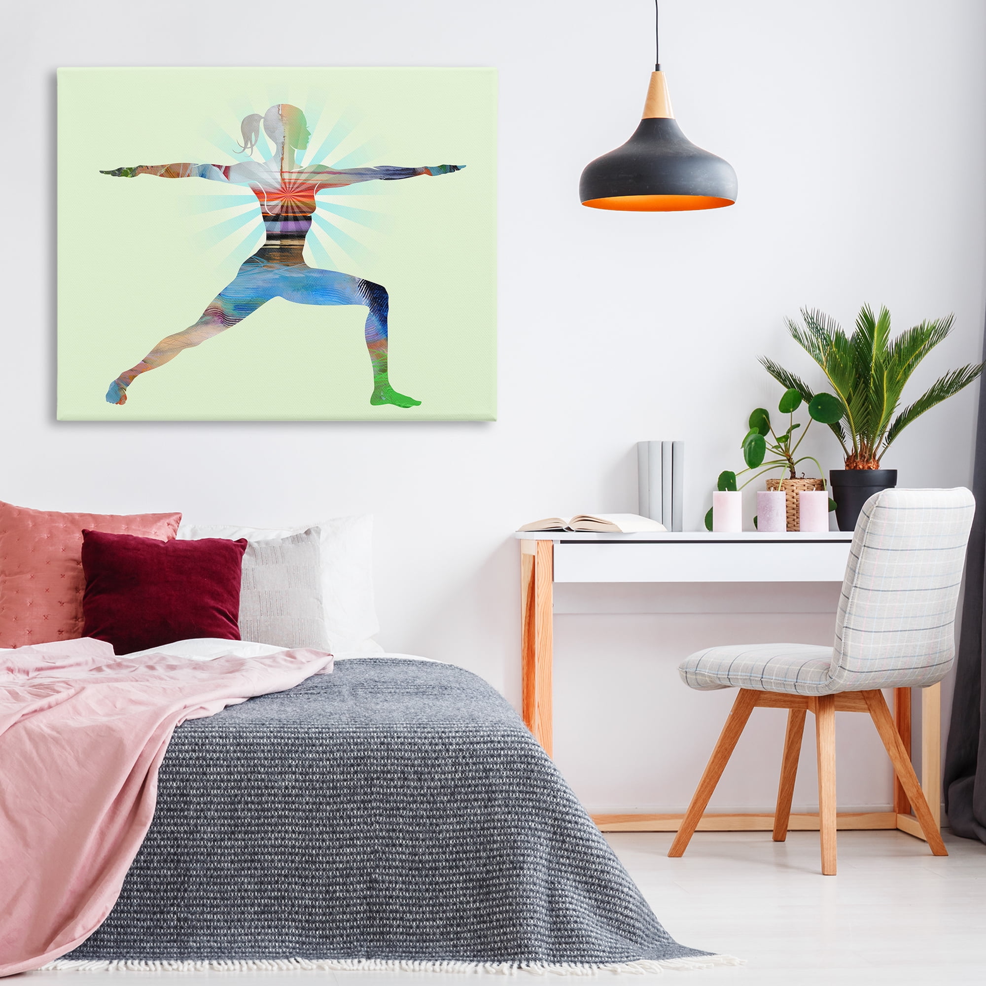 Stupell Industries Standing Yoga Pose People Painting Wrapped Canvas Art Print Wall Art, 48 x 36