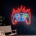 thumbnail image 2 of Handmadetneonsign Fire Game Controller Neon Sign, Burning Controller Led Sign, Flaming Game Player, 2 of 5