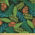 thumbnail image 2 of Ambesonne Tropical Fabric by the Yard Upholstery, Jungle Foliage Dark Back, 2 Yards, Olive Green and Dark Teal, 2 of 5