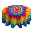 thumbnail image 4 of Colorful Rainbow Tie Dye Spiral Pattern Round Tablecloth 60"x60",Wrinkle Wipeable Table Cloth for Kitchen Dining Room Picnic Patio Party, 4 of 6