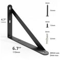 thumbnail image 4 of 6.7x4.7 Shelf Brackets 6-Pack, Shelf Support Shelf Holder Steel Wall Mount Heavy Duty Small L Shape Triangle 90 Degree Metal Black with Screws Anchors Soporte de Estante, 4 of 7