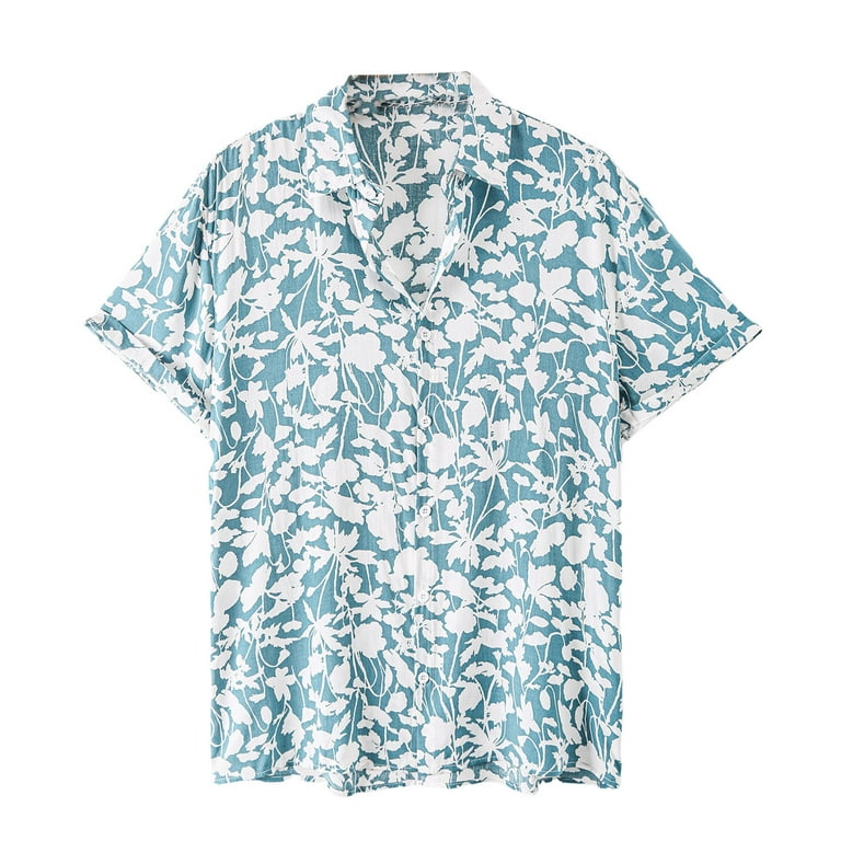 Hawaiian Shirt for Men Men's Fashion Casual Short Sleeve Stand
