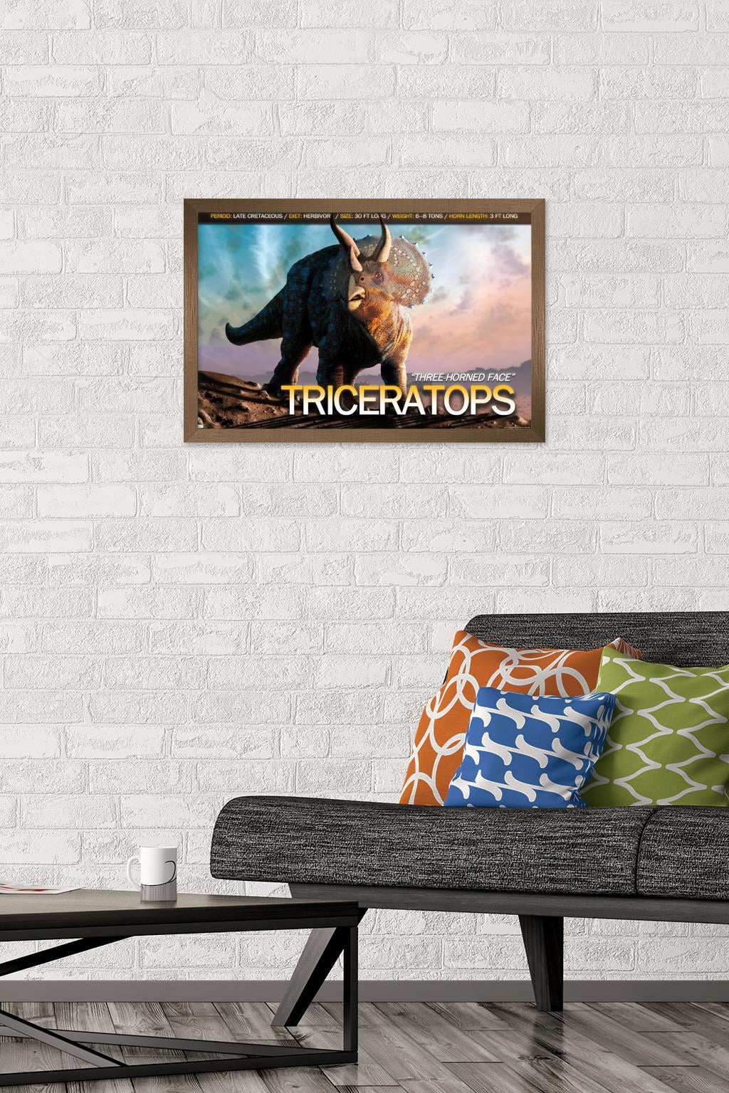 Dinosaurs - Triceratops Wall Poster, 14.725" x 22.375", Framed